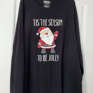 Men's Jammies for Families Santa Black LS Tee New w Tags 2XB